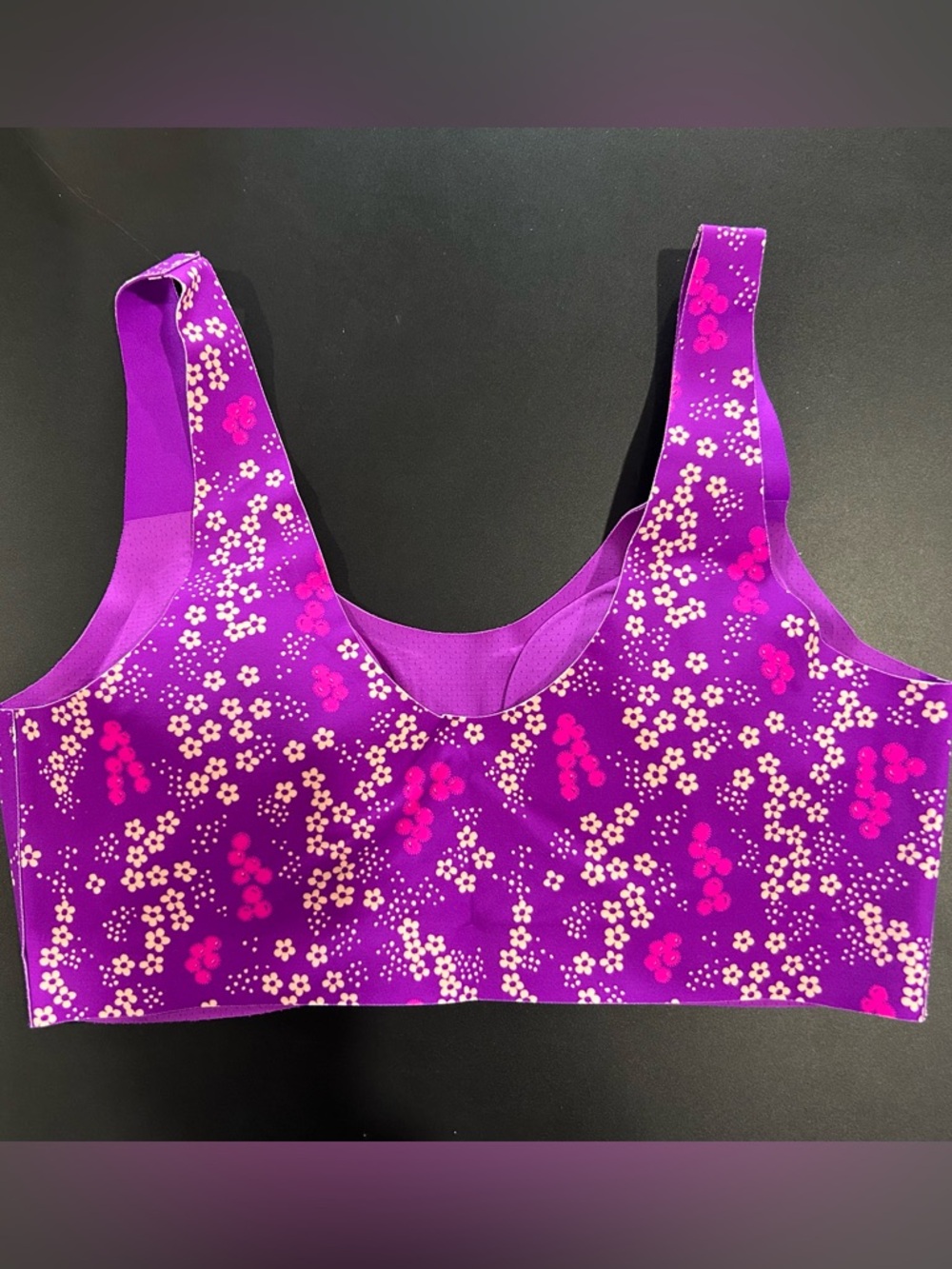 Knix Vibrant Purple Floral Scoop Neck Bra Top - Picture 2 of 4